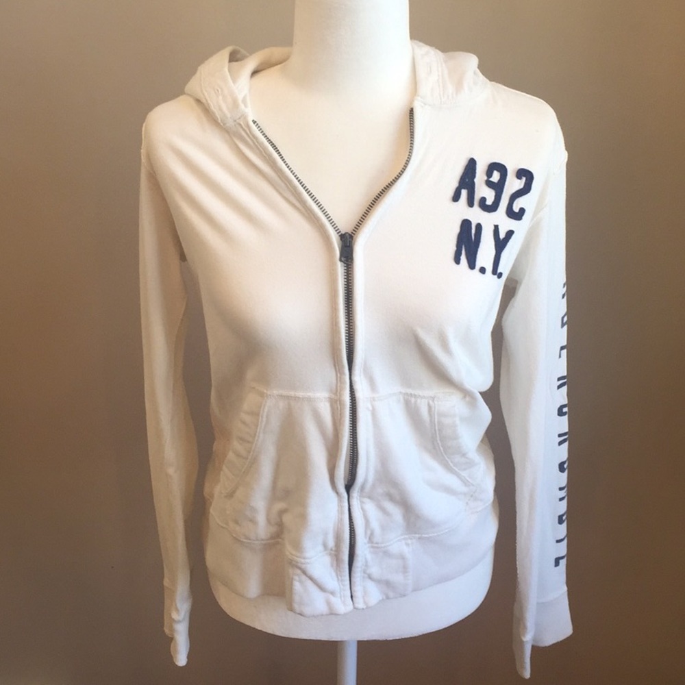 Abercrombie Kids White Hoodie Sweatshirt Jacket